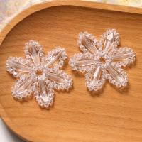 DIY Hair Flowers, Glass Beads, Snowflake, plated, white [