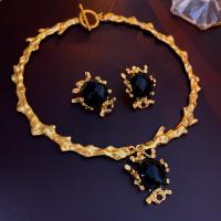 Fashion Zinc Alloy Jewelry Sets, with Acrylic, fashion jewelry & for woman, golden Approx 40 cm 