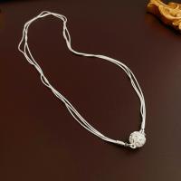 Fashion Multi Layer Necklace, Zinc Alloy, three layers & fashion jewelry & for woman & with rhinestone, silver color Approx 45 cm 
