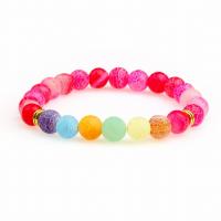 Agate Bracelets, Effloresce Agate, with Elastic Thread & Zinc Alloy, handmade, Natural & fashion jewelry & for woman 8mm cm [