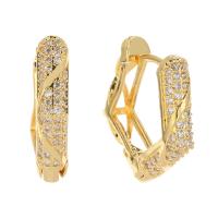 Cubic Zirconia Micro Pave Brass Earring, Polygon, gold color plated, fashion jewelry & micro pave cubic zirconia & for woman [