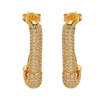 Cubic Zirconia Micro Pave Brass Earring, gold color plated, fashion jewelry & micro pave cubic zirconia & for woman [