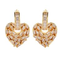 Cubic Zirconia Micro Pave Brass Earring, Heart, plated, fashion jewelry & micro pave cubic zirconia & for woman [