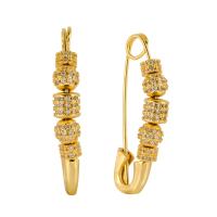 Cubic Zirconia Micro Pave Brass Earring, Safety Pin, plated, fashion jewelry & micro pave cubic zirconia & for woman [