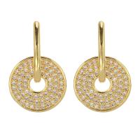Cubic Zirconia Micro Pave Brass Earring, Donut, plated, fashion jewelry & micro pave cubic zirconia & for woman [