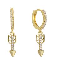 Cubic Zirconia Micro Pave Brass Earring, gold color plated, fashion jewelry & micro pave cubic zirconia & for woman [