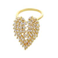 Cubic Zirconia Micro Pave Brass Finger Ring, Heart, gold color plated, fashion jewelry & micro pave cubic zirconia & for woman [