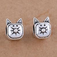 Zinc Alloy Large Hole Beads, Cat, antique silver color plated, vintage & DIY Approx 