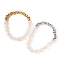 Cultured Freshwater Pearl Bracelets, 304 Stainless Steel, with Freshwater Pearl, Vacuum Ion Plating, fashion jewelry & for woman Inner Approx 50.9mm 