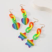 Acrylic Drop Earring, Zinc Alloy, with Acrylic, fashion jewelry & for woman, multi-colored [