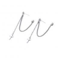 Stainless Steel Drop Earring, 304 Stainless Steel, Cross, fashion jewelry & for woman, original color, 7.5+5cm [