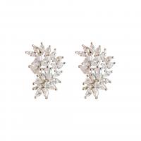Cubic Zircon Brass Earring, Copper Alloy, platinum plated, fashion jewelry & micro pave cubic zirconia & for woman 