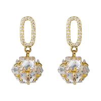 Cubic Zirconia Micro Pave Brass Earring, Copper Alloy, real gold plated, fashion jewelry & micro pave cubic zirconia & for woman 
