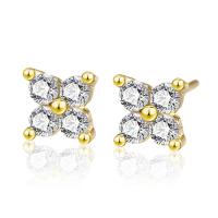 Cubic Zirconia Micro Pave Sterling Silver Earring, 925 Sterling Silver, plated, micro pave cubic zirconia [