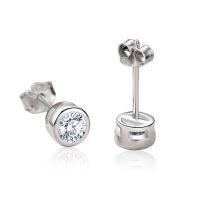Sterling Silver Stud Earring, 925 Sterling Silver, plated & micro pave rhinestone & for woman, silver color [