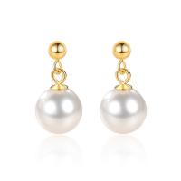 Sterling Silver Pearl Drop Earring, 925 Sterling Silver, with Freshwater Pearl, plated, for woman [