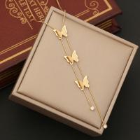 Rhinestone stainless steel Jewelry Set, 304 Stainless Steel, Butterfly, gold color plated & for woman & with rhinestone [