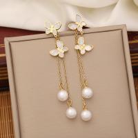 Rhinestone stainless steel Jewelry Set, 304 Stainless Steel, with Plastic Pearl, Butterfly, gold color plated & for woman & with rhinestone [