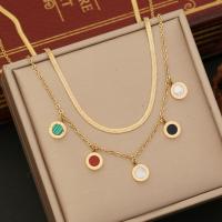 Fashion Multi Layer Necklace, 304 Stainless Steel, with 2inch extender chain, gold color plated, Double Layer & for woman & enamel Approx 15.7 Inch 