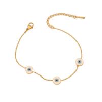 Evil Eye Jewelry Bracelet, 304 Stainless Steel, with 2inch extender chain, gold color plated, for woman & enamel Approx 7 Inch [