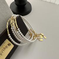 Plastic Pearl Bracelets, with Brass, with 3cm extender chain, fashion jewelry & for woman Approx 17 cm 