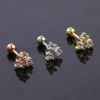 Stainless Steel Rhinestone Stud Earring, 316L Stainless Steel, Flower, fashion jewelry & Unisex & with rhinestone [