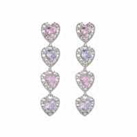 Cubic Zircon Brass Earring, with Cubic Zirconia, Heart, platinum color plated, fashion jewelry & for woman 