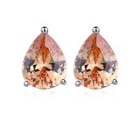 Cubic Zircon Brass Earring, with Cubic Zirconia, Teardrop, plated, fashion jewelry & for woman & faceted 