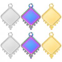 Stainless Steel Pendant Setting, 304 Stainless Steel, Square, Vacuum Ion Plating, fashion jewelry & DIY [