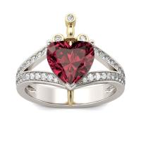 Anneau de diamant d'alliage de zinc sans nickel, bijoux de mode & normes différentes pour le choix & pour femme & avec strass, rouge, Vendu par PC[