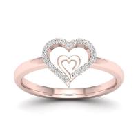 Rhinestone Zinc Alloy Finger Ring, Heart, rose gold color plated, fashion jewelry & for woman & with rhinestone [