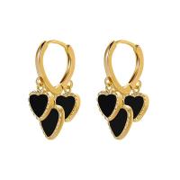Brass Drop Earring, Heart, plated, fashion jewelry & for woman & enamel [