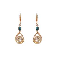 Cubic Zirconia Micro Pave Brass Earring, Teardrop, gold color plated, fashion jewelry & micro pave cubic zirconia & for woman, mixed colors [