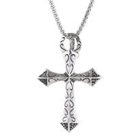 Zinc Alloy Necklace, Cross, silver color plated, fashion jewelry & Unisex, silver color cm 