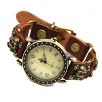 Мужская наручные часы, Шнур из натуральной кожи, с Стеклянный & цинковый сплав, Связанный вручную, ювелирные изделия моды, коричневый, 15mm, длина:25 см, продается PC