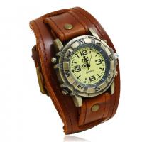Unisex Wrist Watch, Cowhide, with Glass & Zinc Alloy, handmade, fashion jewelry 54mm cm 
