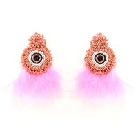 Boucles d'oreilles perle de verre, tissu, avec Seedbead & velours de coton, bijoux de mode, plus de couleurs à choisir Vendu par paire[