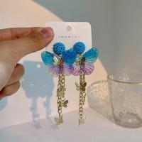 Zinc Alloy Drop Earring, with Acrylic, Butterfly, fashion jewelry [