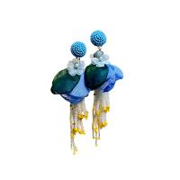 Fashion Fringe Earrings, Zinc Alloy, with Seedbead & Cloth & Plastic Pearl, plated, fashion jewelry [