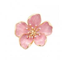 Zinc Alloy Jewelry Brooch, Flower, gold color plated, for woman & enamel, pink, nickel, lead & cadmium free [