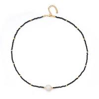Gemstone Necklaces, Brass, with Gemstone & Freshwater Pearl, with 2inch extender chain, gold color plated & for woman Approx 17.7 Inch [