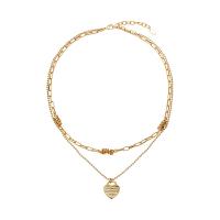 Ожерелье ручной латунные, Латунь, плакированный настоящим золотом, Двойной слой & Женский, длина:Приблизительно 18.9 дюймовый, Приблизительно  19.7 дюймовый, продается PC[
