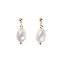 Freshwater Pearl Brass Earring, with Brass & 304 Stainless Steel, 925 sterling silver post pin, real gold plated, fashion jewelry & for woman, two different colored, nickel, lead & cadmium free [