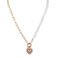 プラスチック真珠のネックレス, 亜鉛合金, とともに プラスチック製パール, ハート形, メッキ, ファッションジュエリー & 女性用 & ライン石のある 長さ:約 18.11 インチ, 売り手 パソコン