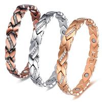 Zinc Alloy Rhinestone Bracelets, fashion jewelry & for woman & with rhinestone Approx 8.27 Inch [
