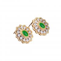 Rhinestone Brass Stud Earring, with Glass Rhinestone, Flower, gold color plated, fashion jewelry & for woman [