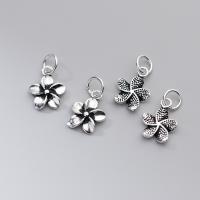 Sterling Silver Flower Pendants, 925 Sterling Silver, Antique finish, DIY 