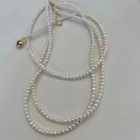 Collier en perles d'eau douce Pull, perle d'eau douce cultivée, avec Alliage de cuivre, 14K rempli d’or, bijoux de mode & pour femme, blanc, 6-7mm Environ 40-45 cm, Vendu par PC[