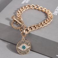 Fashion Zinc Alloy Bracelets, with Rhinestone, Flat Round, gold color plated, fashion jewelry & for woman, golden, 20mm Approx 18.5 cm [