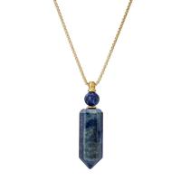 Natural Lapis Lazuli Necklace, with Titanium Steel, Conical, Vacuum Ion Plating, fashion jewelry & for woman, lapis lazuli Approx 38 cm 